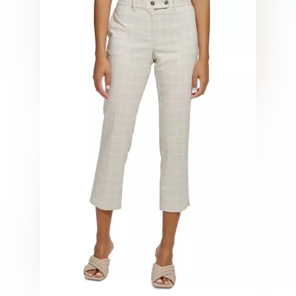 Calvin Klein-Glen Plaid Straight-Leg Ankle Pants-Size: 8-Color:Pearl Multi-NEW!!